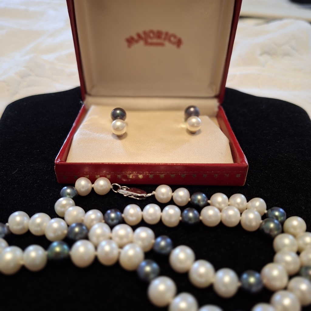 Majorica 12k Gold Filled Clip Earrings And Freshwater Pearl Necklace